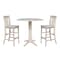 International Concepts Round 42 in Rd Ped Bar Ht Table, 2 Bar Ht Stools, Unfinished, Ready to Finish, 42 in W, 42 in L, Wood K-42DPT-27-S103-2 - alternate 1